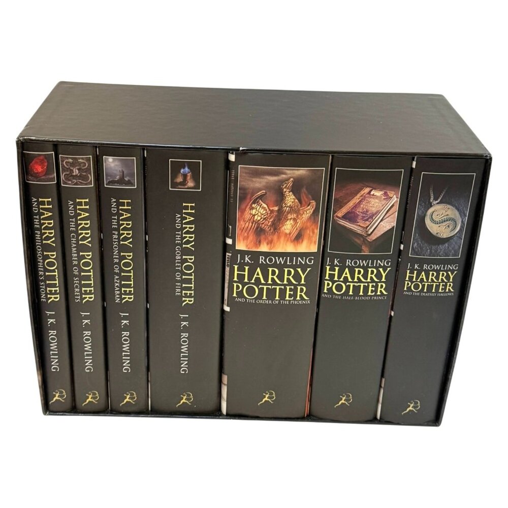 Harry Potter J.K. Rowling 7 Book Set Adult Black Cover UK Bloomsbury Unread